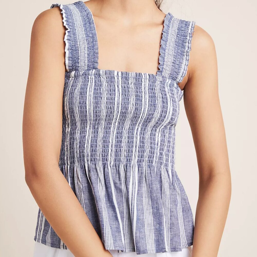 Anthropologie Maeve Schuyler Smocked Peplum Blouse